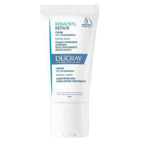 Crema hidratanta anti-imperfectiuni pentru tenul cu tendinta acneica Keracnyl Repair, 50 ml, Ducray