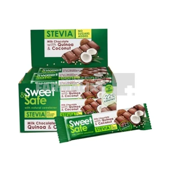 Sweet&Safe Ciocolata cu lapte cu Quinoa si Cocos 25 g