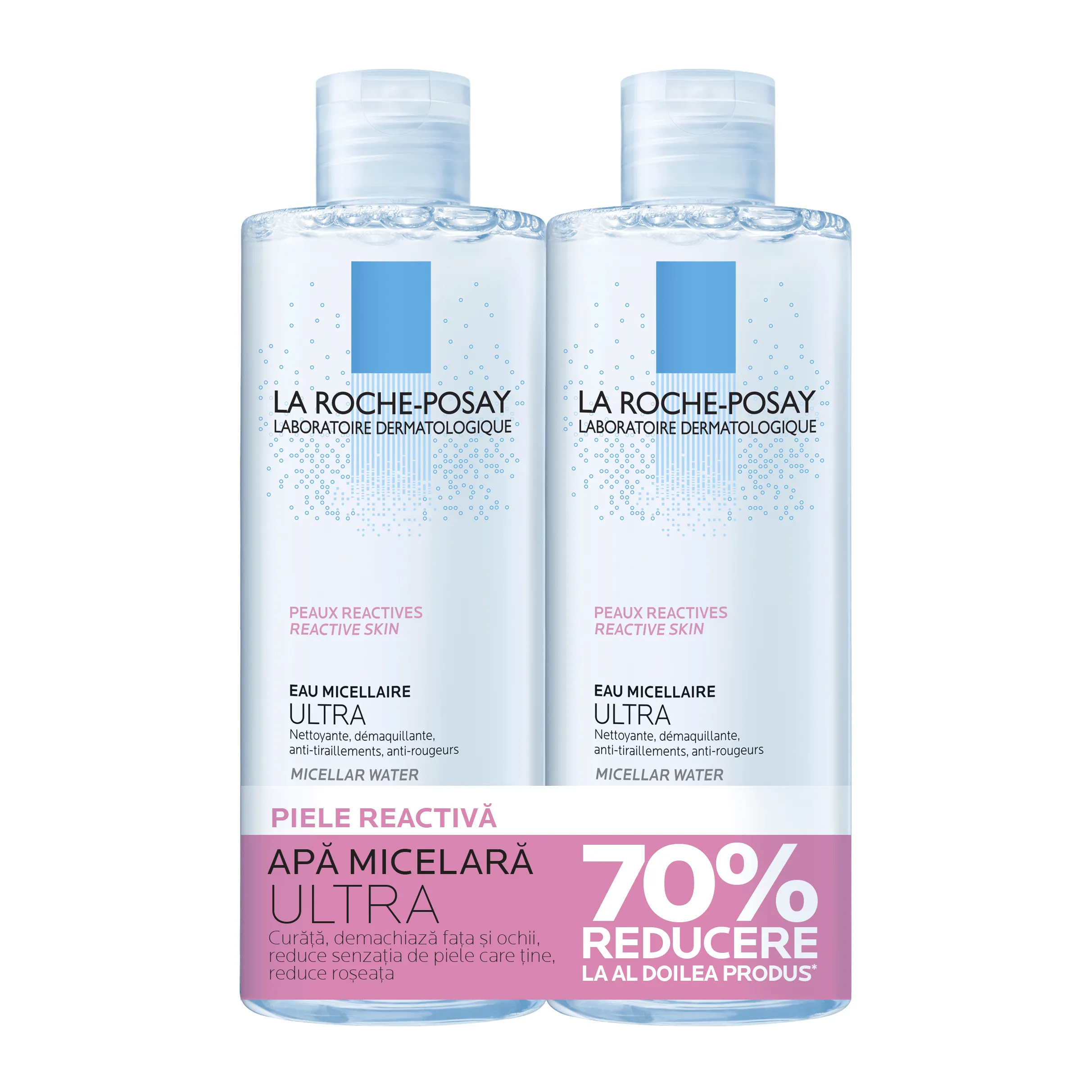 LA ROCHE POSAY Pack Apa micelara pentru pielea reactiva, hipersensibila Ultra, 400ml  400ml (70% reducere)
