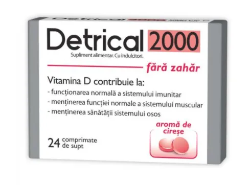 Zdrovit Detrical D3 2000UI cirese fara zahar 24cpr.supt