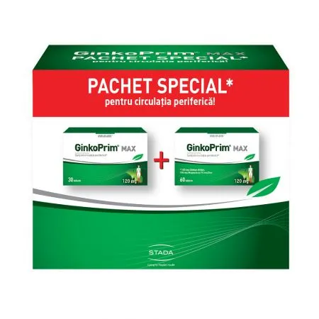 Pachet GinkoPrim Max 120 mg, 60 + 30 tablete, Walmark