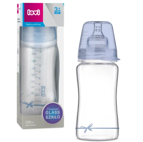 Lovi Biberon din sticla Diamond glass Baby shower baiat x 250ml (cod 74/204)