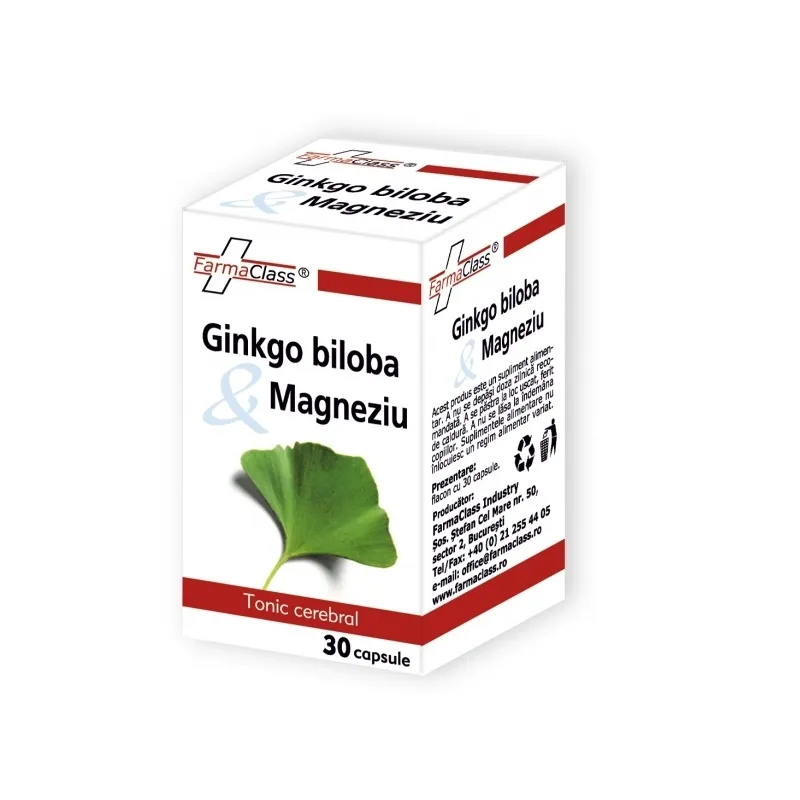 Ginkgo Biloba si Magneziu, 30 capsule, FarmaClass