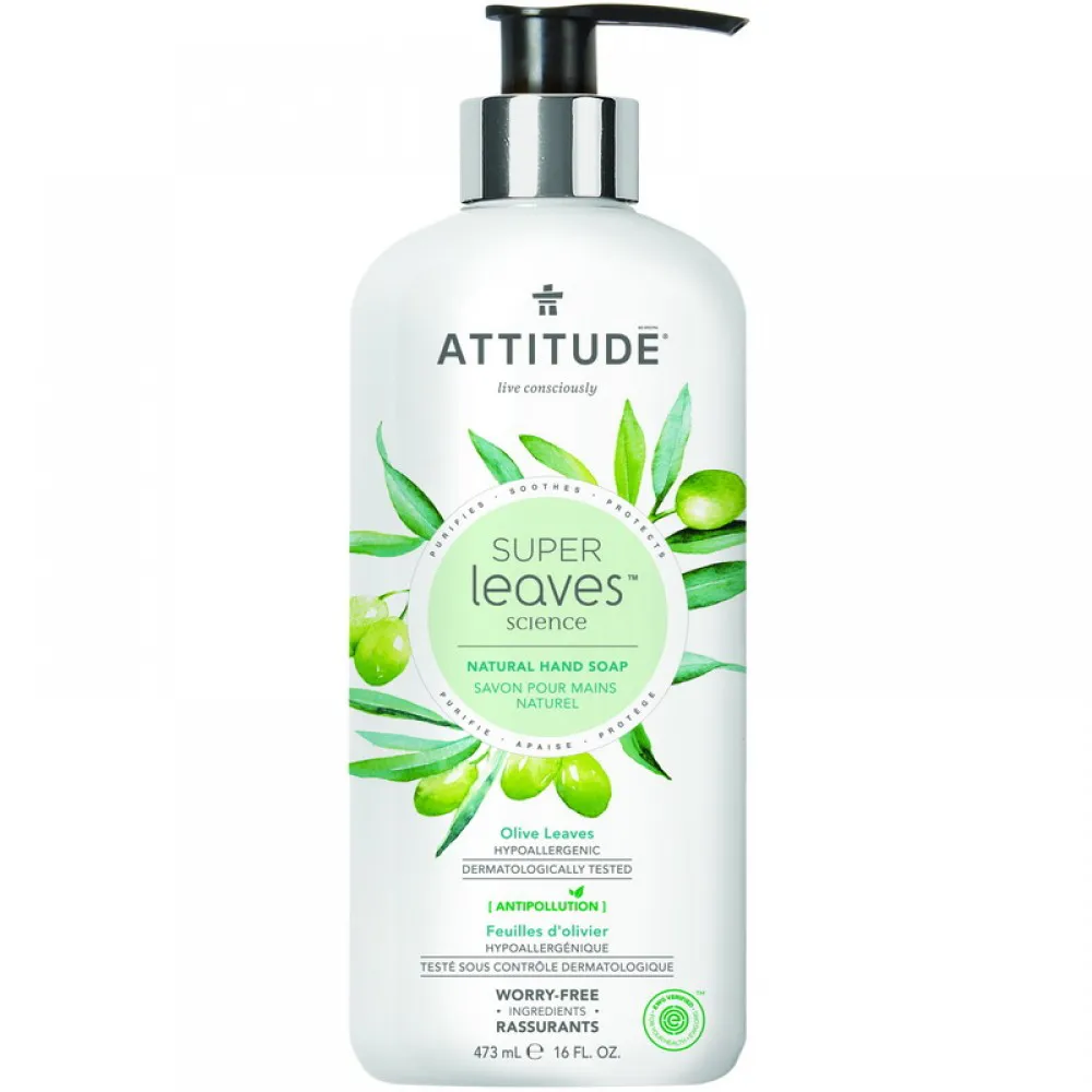 Superleaves Sapun de maini din frunze de maslin (473 ml), Attitude