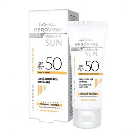 46780 GH3 Derma+ Sun - Crema fata SPF 50 tenta aurie, 50 ml