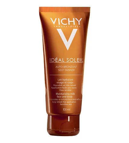 Lapte hidratant autobronzant pentru fata si corp Ideal Soleil, 100 ml, Vichy