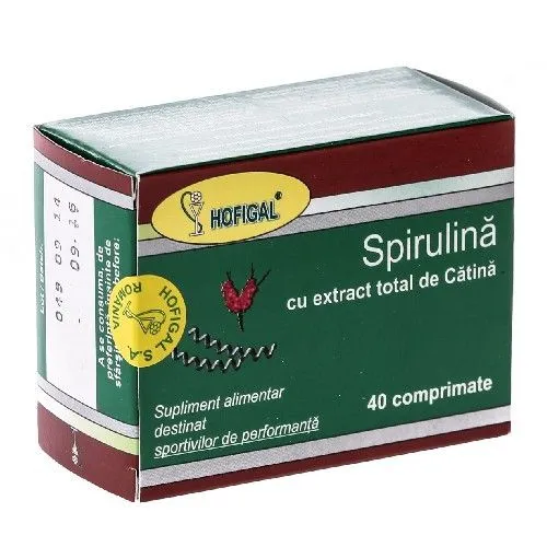 Spirulină cu extract total de cătină, 40 comprimate, Hofigal
