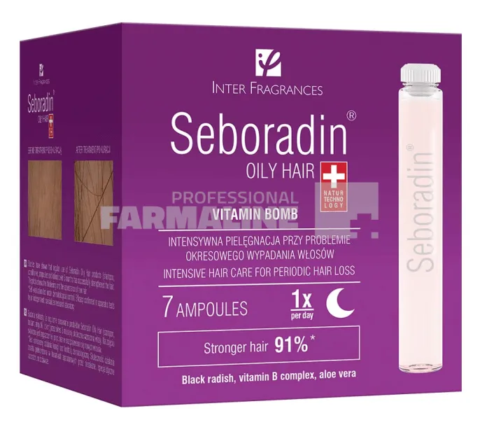 Seboradin Oily Tratament pentru par gras cu tendinta de cadere 5.5ml - 7 fiole