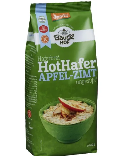 Terci de ovaz cu mere si scortisoara fara gluten ECO, 400 g, Bauck Hof