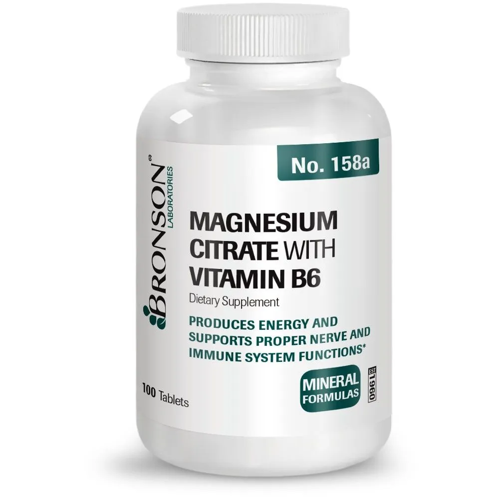 Magneziu citrat + Vitamina B6 100 comprimate (Bronson)
