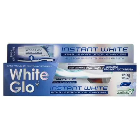 Pasta de dinti Instant White + Periuta de dinti, 150 g, White Glo