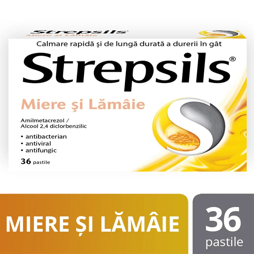 Strepsils Miere si Lamaie x 36 comprimate