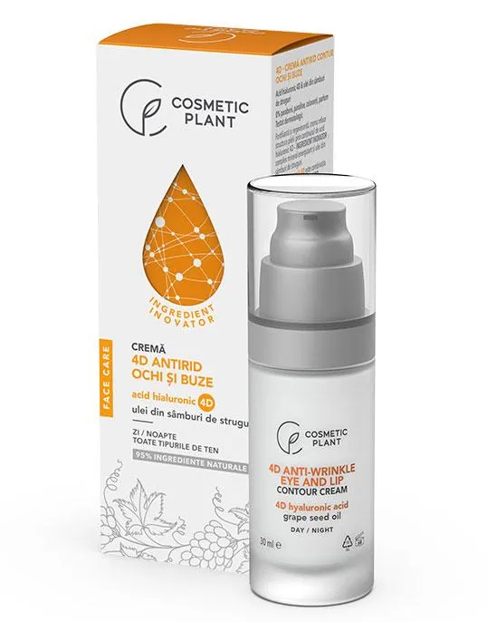 Crema 4D antirid contur ochi si buze cu acid hialuronic 4D, 30 ml, Cosmetic Plant