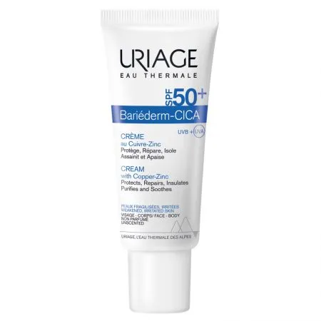 Crema cu SPF 50+ Bariederm Cica, 40 ml, Uriage