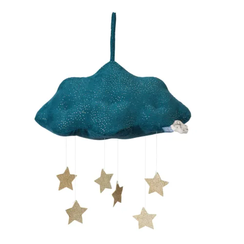 iFamily Nor decorativ albastru cu stelute aurii 34cm