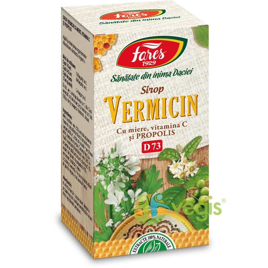 Sirop Vermicin cu miere si propolis, D73, 100 ml, Fares