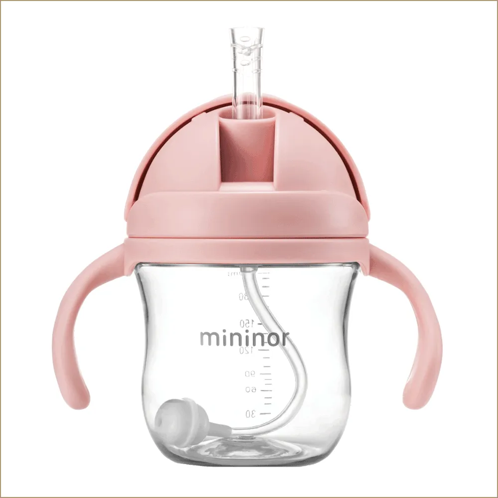 Cana pentru baut cu pai, fete, pink, 220 ml, Mininor
