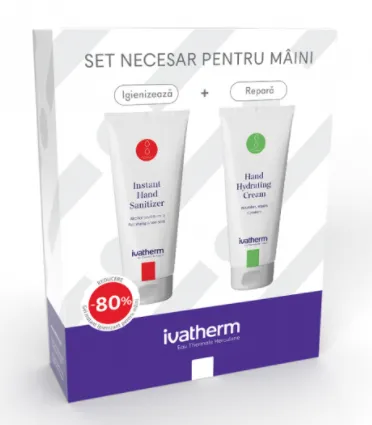 IVATHERM Gel Instant Igienizarea Mainilor 50ml+ Cr hidr pt maini 50ml