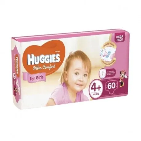 Huggies Ultra Comfort Mega Fetite, Nr. 4+, 10-16 kg, 60 bucati