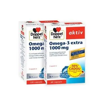 Omega 3 extra 1000mg, 120 capsule + 60 capsule cadou, Doppelherz