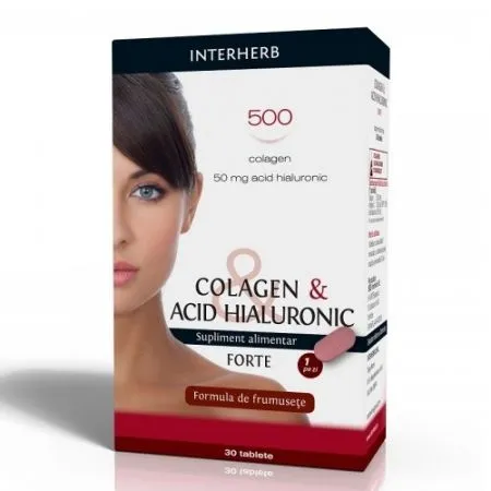 Colagen cu Acid Hialuronic Forte, 30 capsule, Interherb