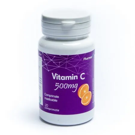 Vitamina C cu aroma de Portocale, 500 mg, 20 comprimate, Pharmex