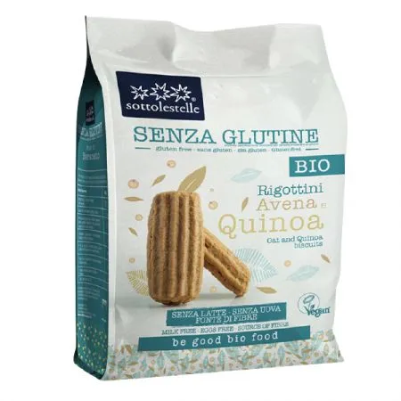 Biscuiti Bio vegani fara gluten cu ovaz si quinoa, 250 g, Sottolestelle