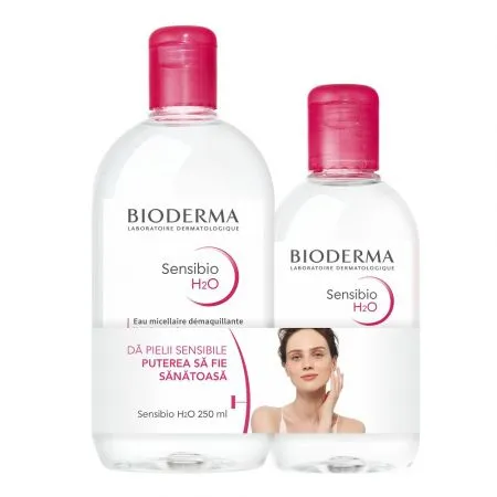 Pachet Solutie micelara Sensibio H2O, 500 ml + 250 ml, Bioderma