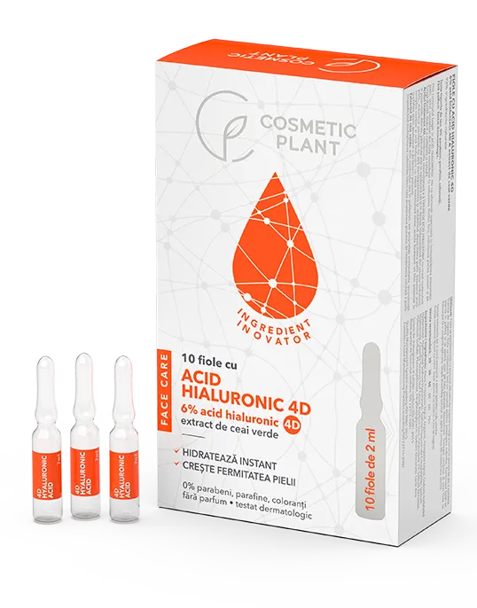 Fiole cu 6% acid hialuronic 4D, 10 fiole, Cosmetic Plant