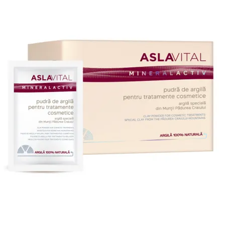 ASLAVITAL - Pudra de argila pt. tratamente cosmetice 10 plicuri*20 g