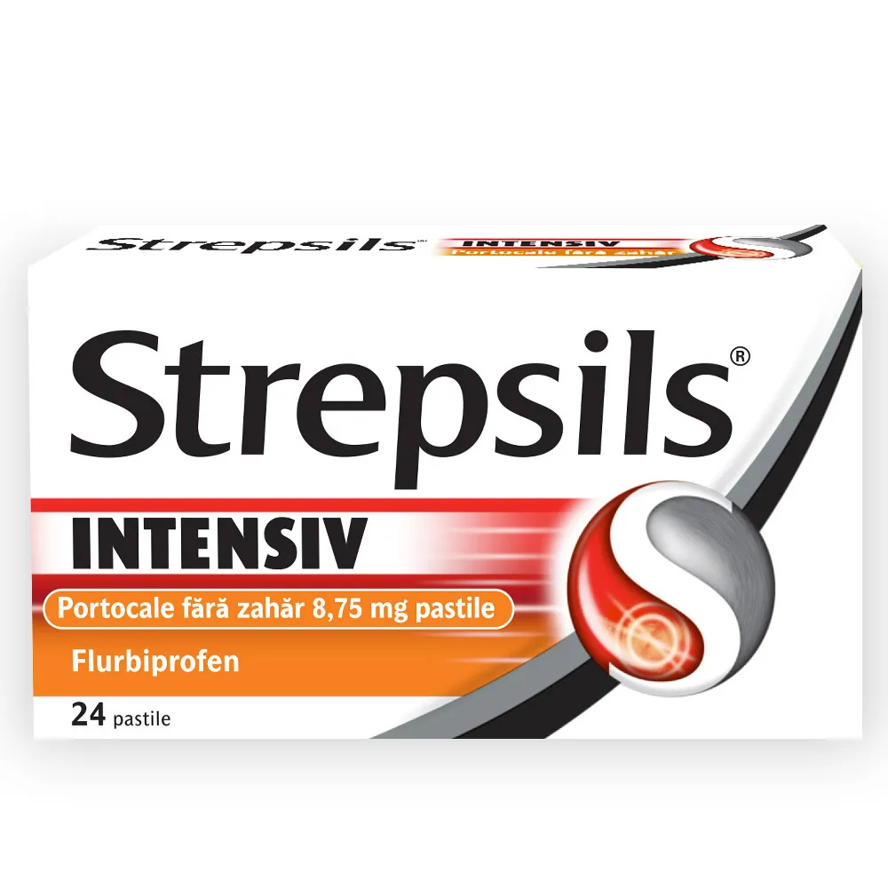 Strepsils intensiv portocale fara zahar 8,75mg x 24 comprimate