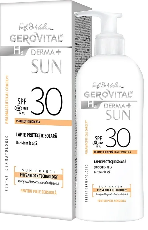 GEROVITAL H3 DERMA+ SUN 46750 LAPTE PROTECTIE SOLARA SPF30 150ML