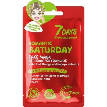 Masca de fata Romantic Saturday cu portocale rosii si papaya, 28g, 7 Days