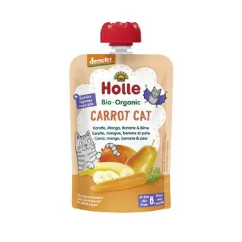 Piure de morcovi cu mango, banane si pere Carrot Cat, 100g, Holle Baby Food