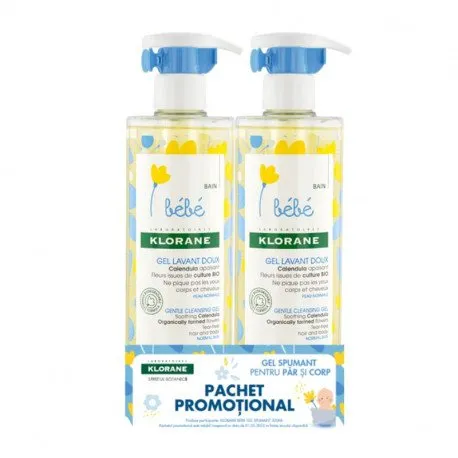 Klorane Bebe DUO PACK Gel Spumant delicat, 2 * 500ml (1 + 70% la al doilea)