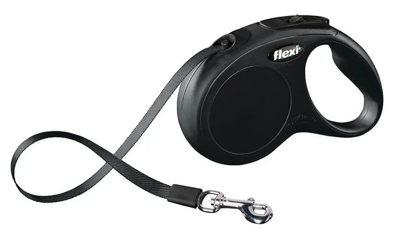 Lesa retractabila - Flexi New Classic - cu banda - M (25 kg) - Negru