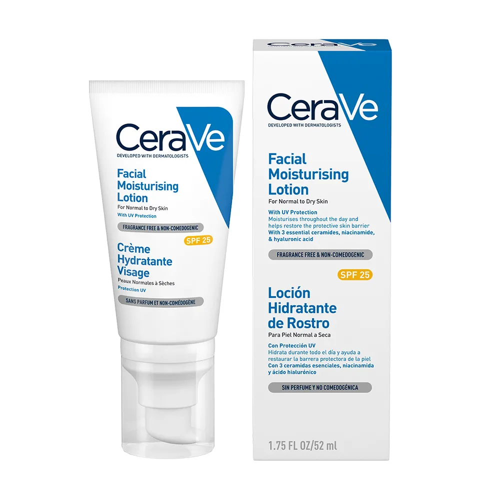 Crema hidratanta de fata SPF 25 CeraVe, ten normal-uscat, 52ml