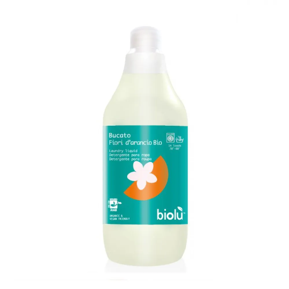 Detergent ecologic lichid pentru rufe albe si colorate cu portocale (1 litru), Biolu