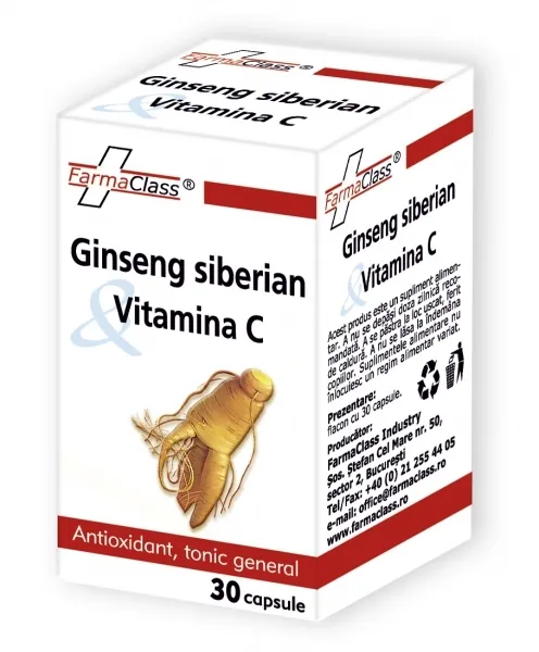 FarmaClass Ginseng Siberian si Vitamina C x 30 capsule