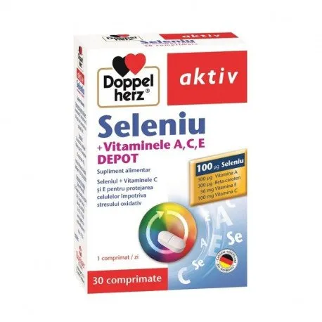 DoppelHerz Seleniu + Vitaminele A, C, E, 30 comprimate