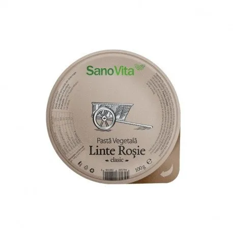 Sanovita Pasta Vegetala Tartinabila din linte rosie, 100 g