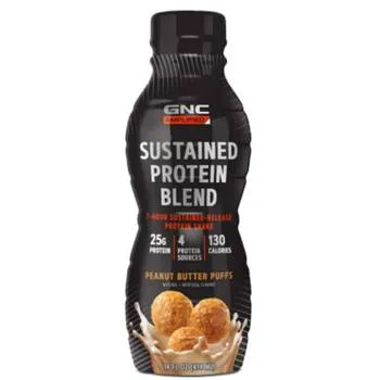 Blend proteic cu aroma de pufuleti cu unt de arahide Sustained Protein Blend, 414ml, GNC Amplified