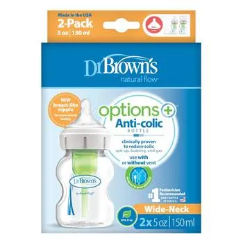 Set biberoane anti-colici cu gat larg Options+, 2 x 150ml, Dr. Brown's