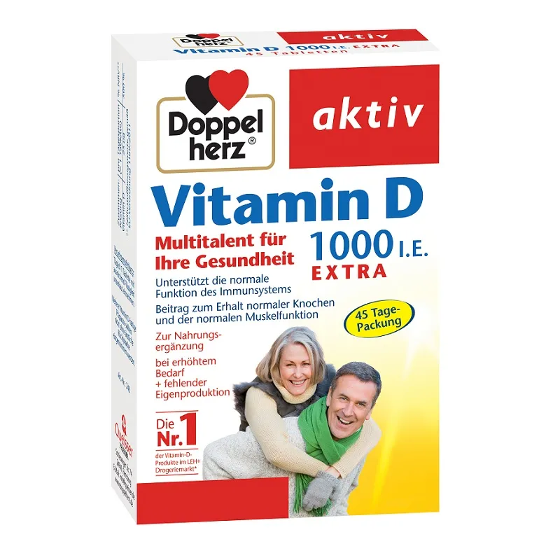 DOPPELHERZ Aktiv Vitamina D Extra 1000 UI, 45 comprimate
