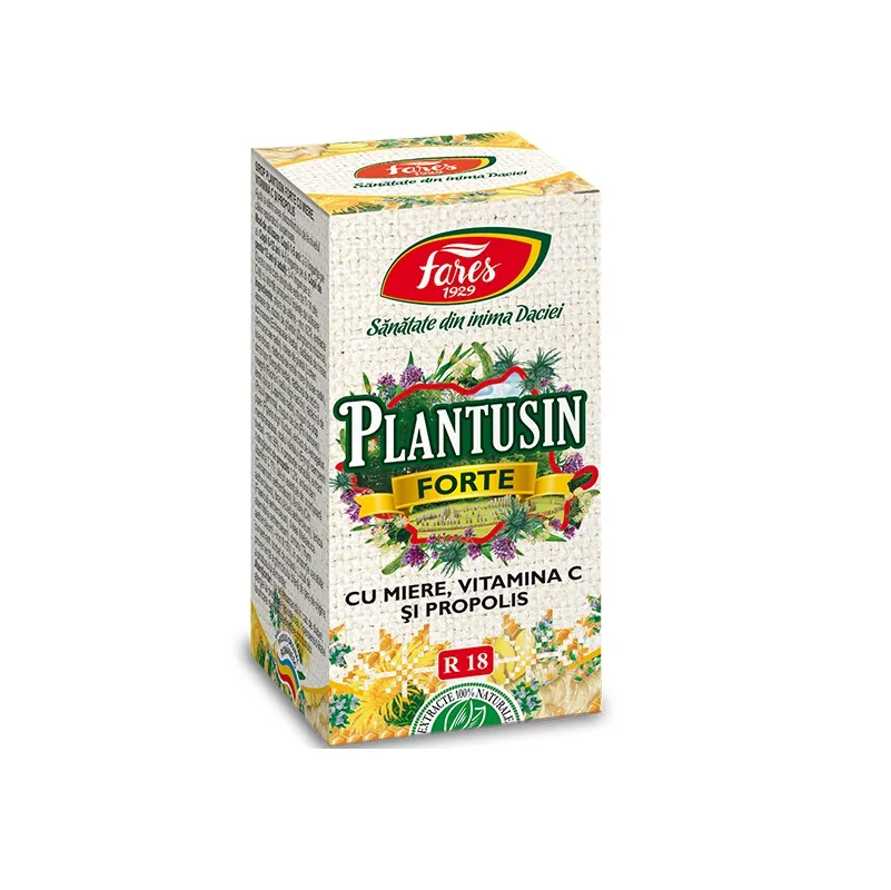 Sirop Plantusin Forte cu miere și propolis, R18, 100 ml, Fares