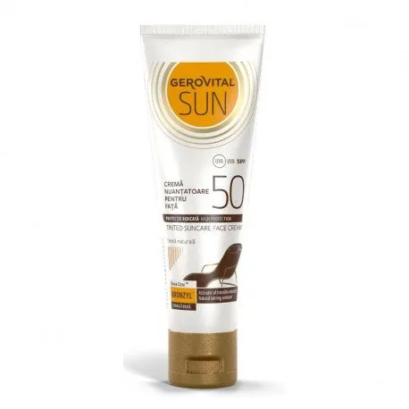 46480 Gerovital Sun Crema nuantatoare pentru fata SPF50, 50ml