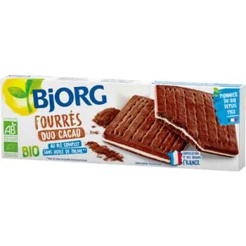 Biscuti bio umpluti cu crema de lapte, 150g, Bjorg