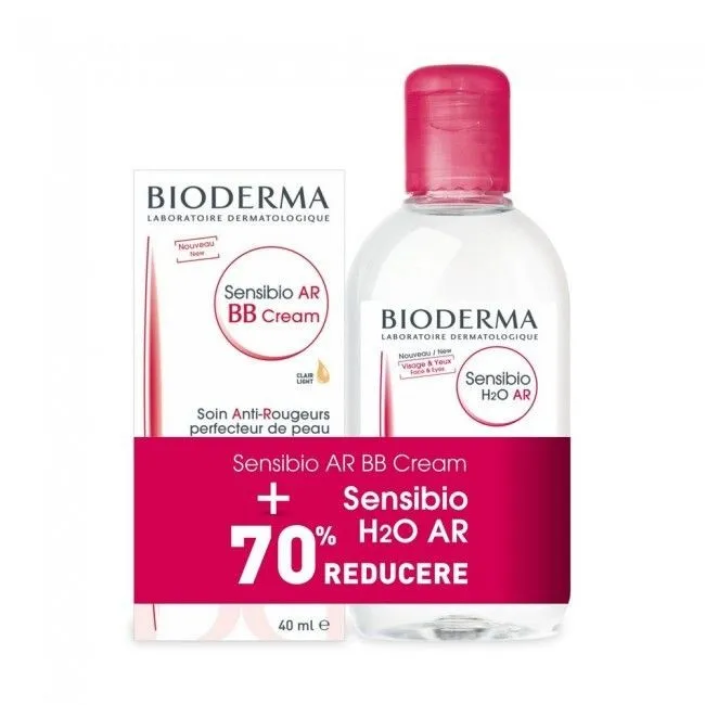 BIODERMA Crema Sensibio AR BB, 40 ml  Solutie micelara Sensibio H2O AR, 250 ml