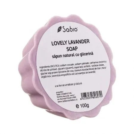 Sapun natural cu glicerina Lovely Lavender, 100 g, Sabio