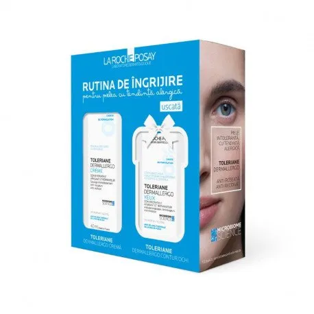 La Roche-Posay Pachet TOLERIANE DERMALLERGO Crema calmanta pentru fata, 40ml + Crema contur ochi, 20ml